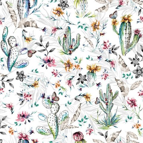 Dutch Wallcoverings Imaginarium Cacti White Multi 12180