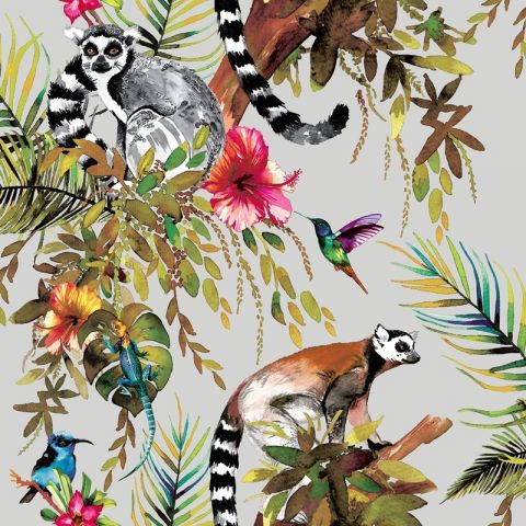 Dutch Wallcoverings Imaginarium Lemur Silver Multi 12401