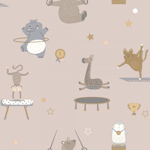 Dutch Wallcoverings - Animal Gymnastics Pink 13241