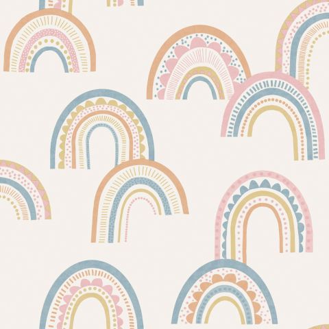 Dutch Wallcoverings - Boho Rainbow Orange Pink Bleu 13282