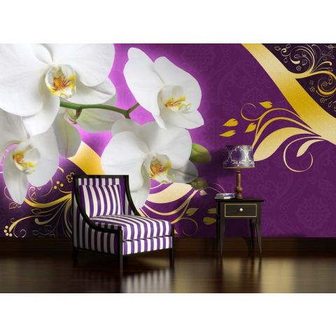 BWS White orchids on purple background