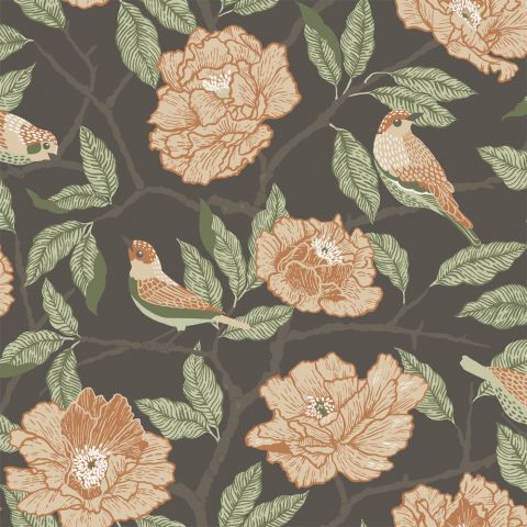 Dutch Wallcoverings First Class - Midbec Fågelsång - Bernadina Black 34026