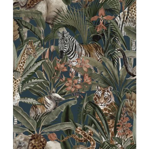 Dutch Wallcoverings First Class Amazonia Serengetti Navy 91312