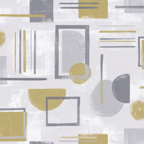 Dutch Wallcoverings First Class Amazonia Nordic Geo Grey Ochre 91331