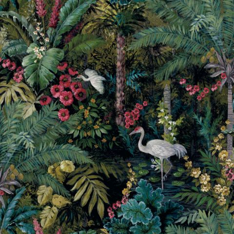 Dutch Wallcoverings First Class - Cascading Gardens - Masoala Black 91441