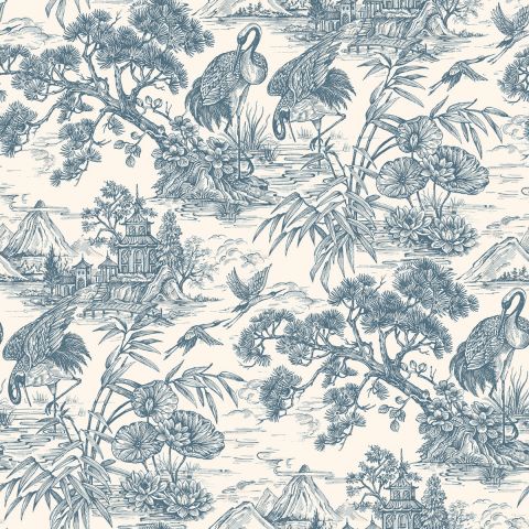 DUTCH WALLCOVERINGS FIRST CLASS ARBORETUM - NATORU NAVY CREAM 91705